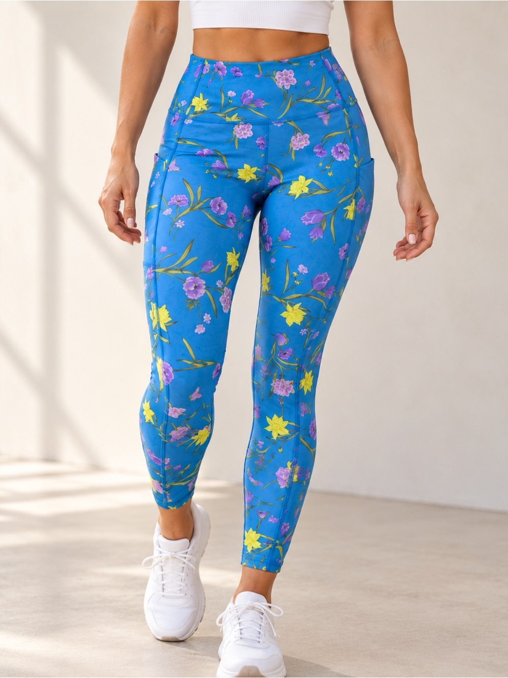 Fabletics Oasis High Waisted 7/8 Floral Leggings XL NWT Daffodil Dream